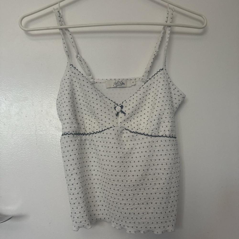 Stylish White and Black Polka Dot Camisole